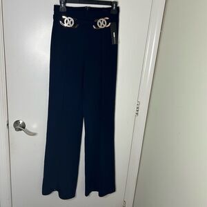 Fashion Nova | Navy pants with gold and rhinestone belt | medium NWT